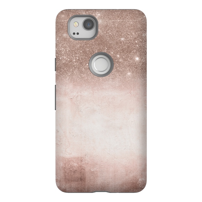 Pixel 2 StrongFit Rose Gold Blush Glitter and  Concrete by  Utart