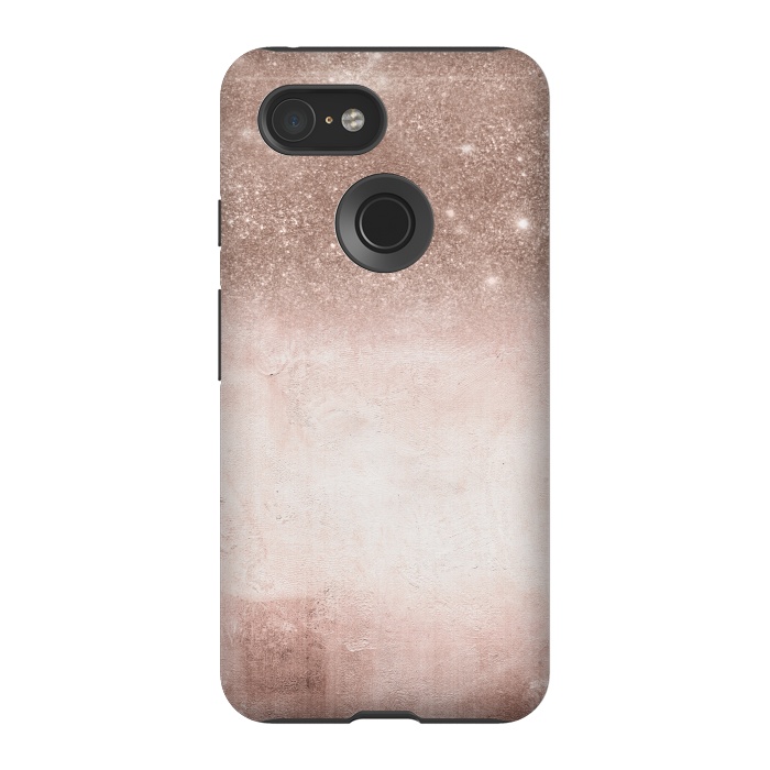 Pixel 3 StrongFit Rose Gold Blush Glitter and  Concrete by  Utart