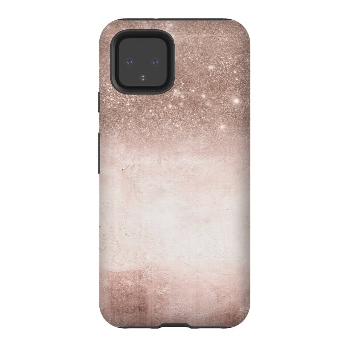 Pixel 4 StrongFit Rose Gold Blush Glitter and  Concrete by  Utart