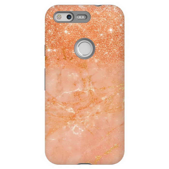 Pixel StrongFit Living Coral Glitter and Veins on marble by  Utart