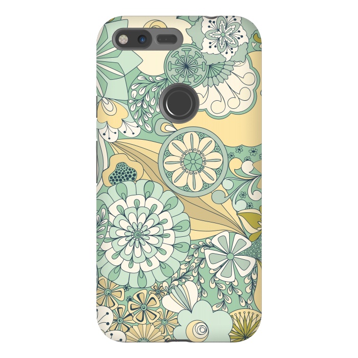 Pixel XL StrongFit Flowers, Flowers Everywhere - Cream and Mint by Paula Ohreen