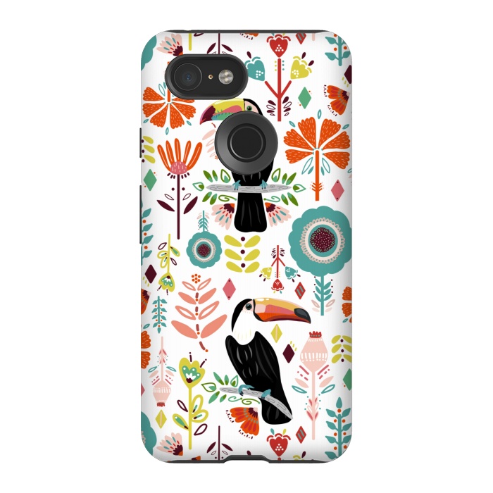 Pixel 3 StrongFit Colorful Toucans  by Tigatiga