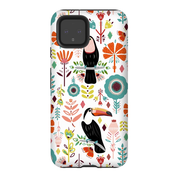 Pixel 4 StrongFit Colorful Toucans  by Tigatiga
