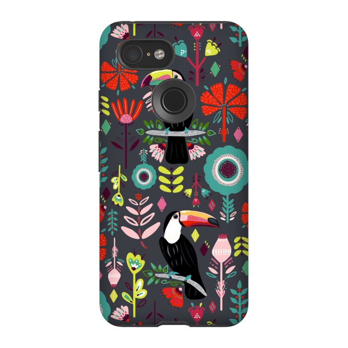 Pixel 3 StrongFit Colorful Toucans With Bright Red  by Tigatiga