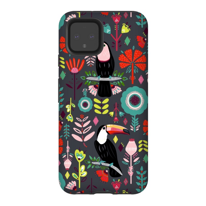 Pixel 4 StrongFit Colorful Toucans With Bright Red  by Tigatiga
