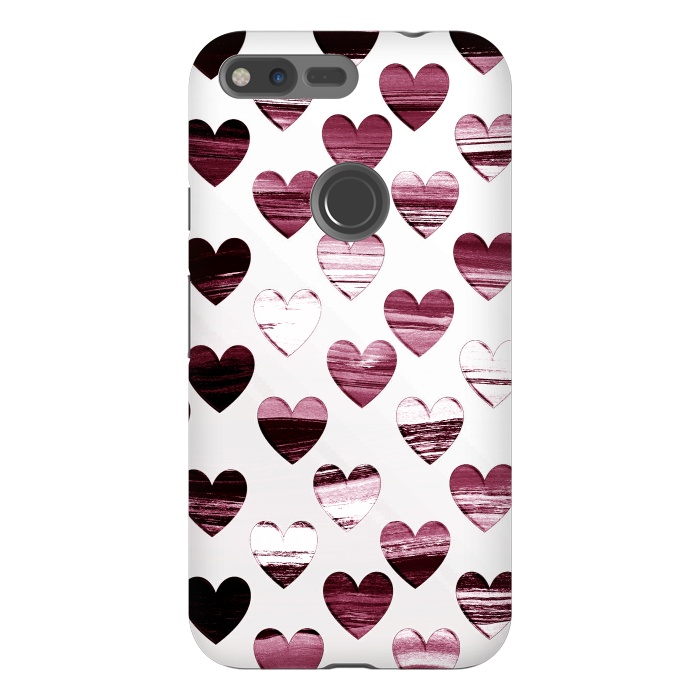 Pixel XL StrongFit Cherry wine brushed painted hearts by Oana 