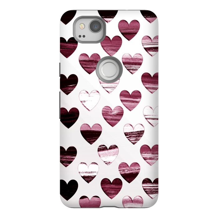 Pixel 2 StrongFit Cherry wine brushed painted hearts by Oana 