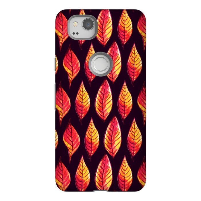 Pixel 2 StrongFit Vibrant autumn leaves pattern in red and yellow by Boriana Giormova