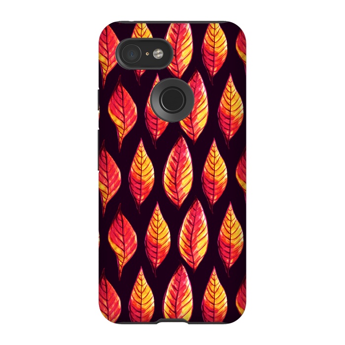 Pixel 3 StrongFit Vibrant autumn leaves pattern in red and yellow by Boriana Giormova