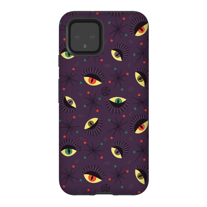 Pixel 4 StrongFit Reptile Witch Eyes Spooky Retro Pattern by Boriana Giormova