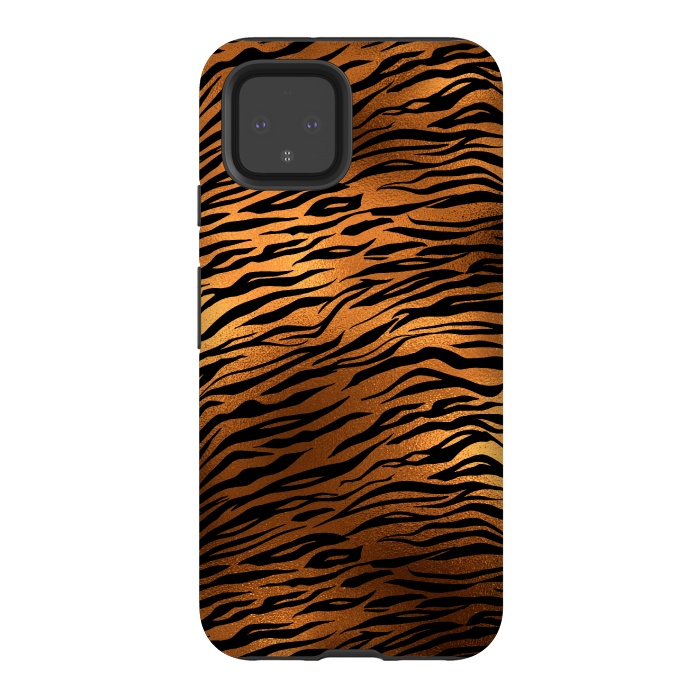 Pixel 4 StrongFit Copper Gold Tiger by  Utart