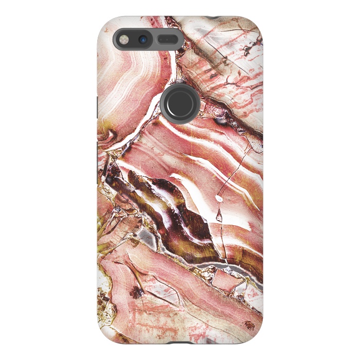 Pixel XL StrongFit golden rose pink precious gemstone marble by Oana 