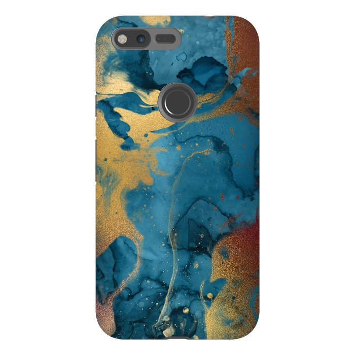 Pixel XL StrongFit Gold and Indigo Ink Marble by  Utart