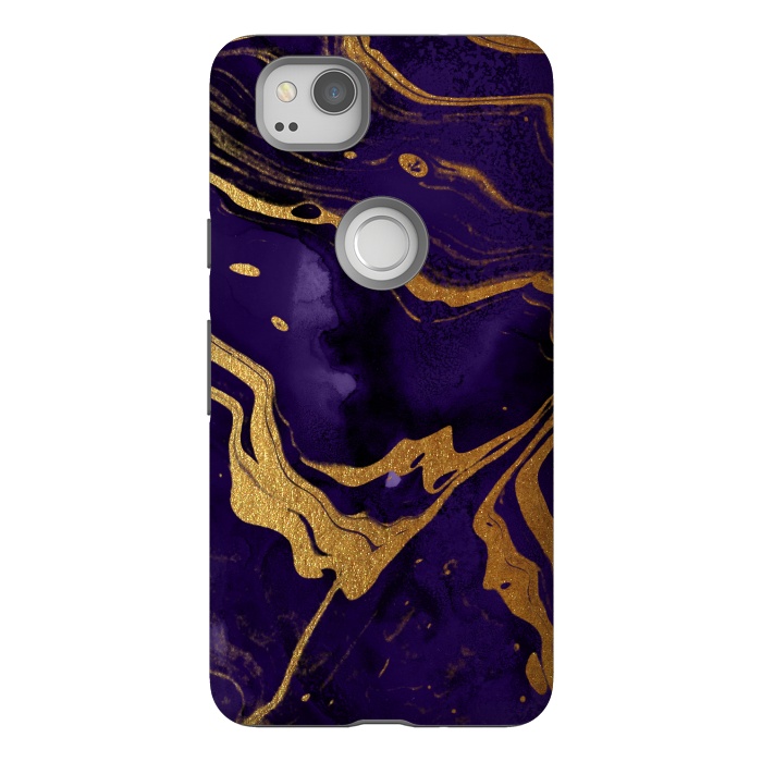 Pixel 2 StrongFit Purple and Gold Marble Ink by  Utart