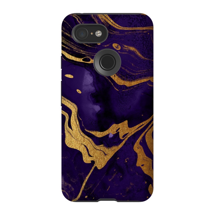 Pixel 3 StrongFit Purple and Gold Marble Ink by  Utart