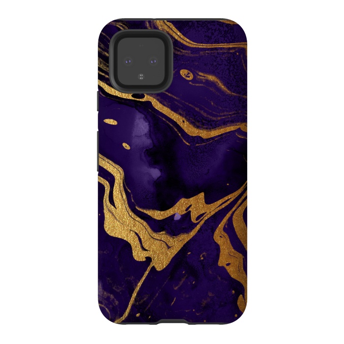 Pixel 4 StrongFit Purple and Gold Marble Ink by  Utart