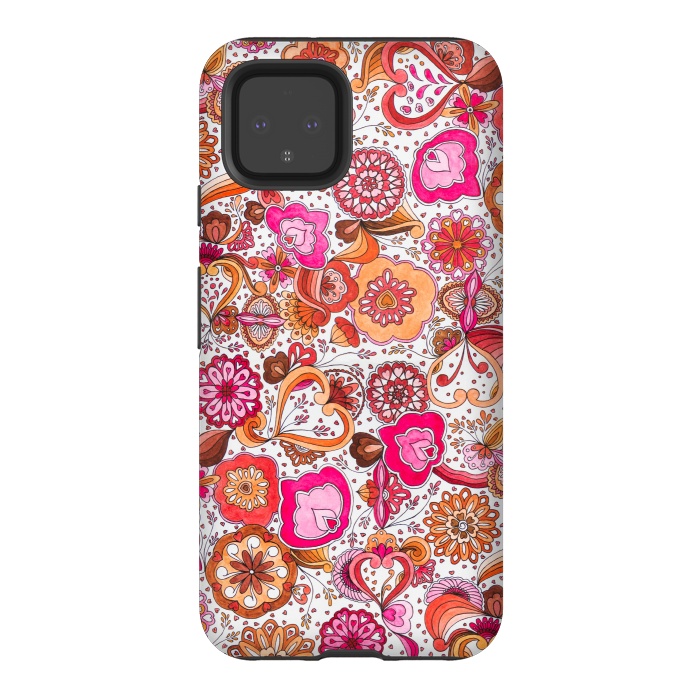 Pixel 4 StrongFit Sowing the Seeds of Love - Pink and Coral by Paula Ohreen