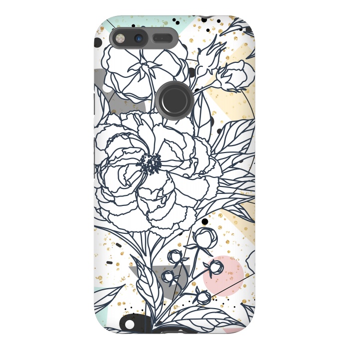 Pixel XL StrongFit Modern geometric shapes and floral strokes design by InovArts