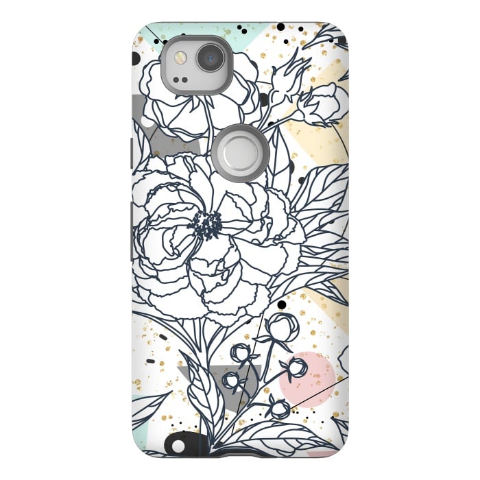 Pixel 2 StrongFit Modern geometric shapes and floral strokes design by InovArts