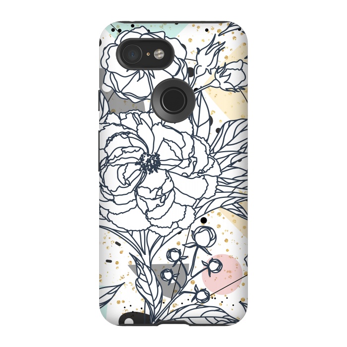 Pixel 3 StrongFit Modern geometric shapes and floral strokes design by InovArts