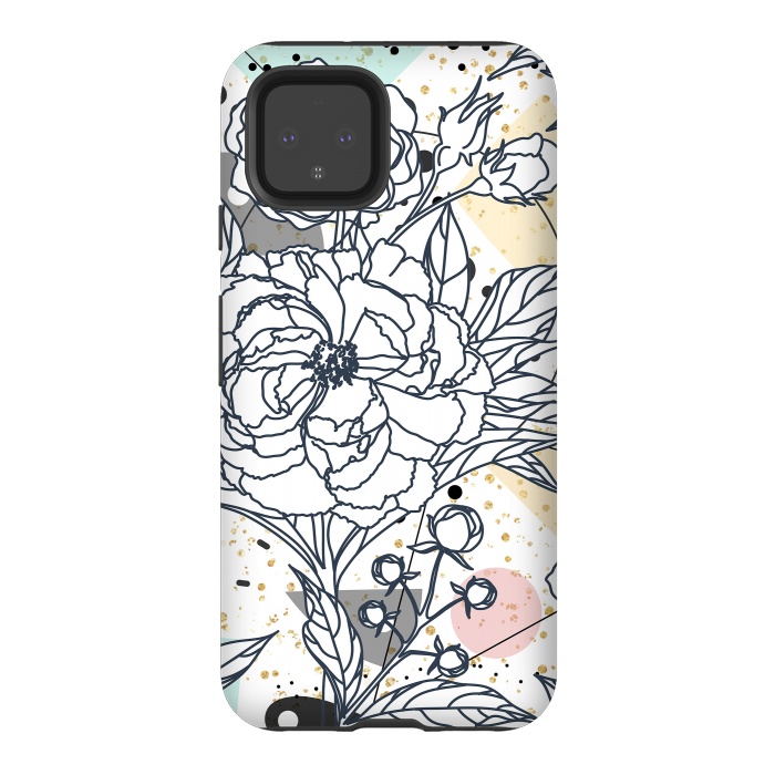 Pixel 4 StrongFit Modern geometric shapes and floral strokes design by InovArts