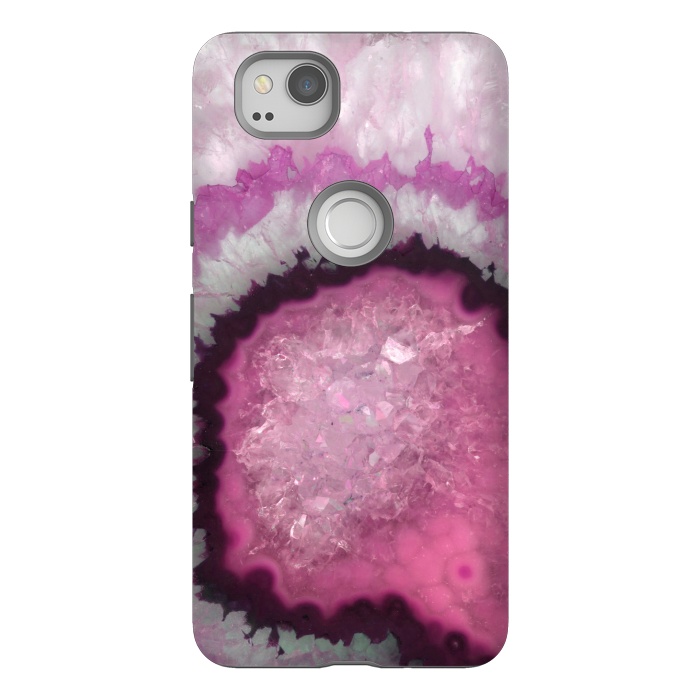 Pixel 2 StrongFit Pink and White Crystal Agate by  Utart