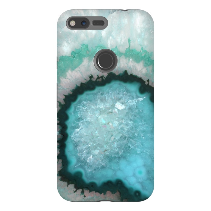 Pixel XL StrongFit Teal White and Green Crystal Agate by  Utart