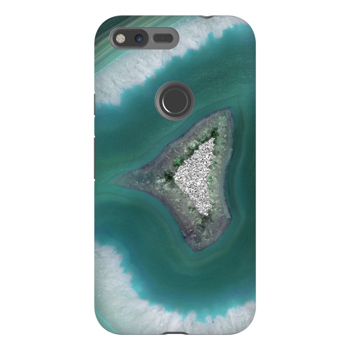 Pixel XL StrongFit The ocean island- green and teal agate by  Utart