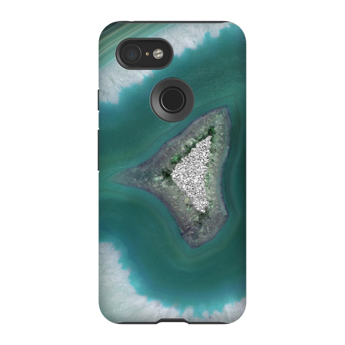 Pixel 3 StrongFit The ocean island- green and teal agate by  Utart