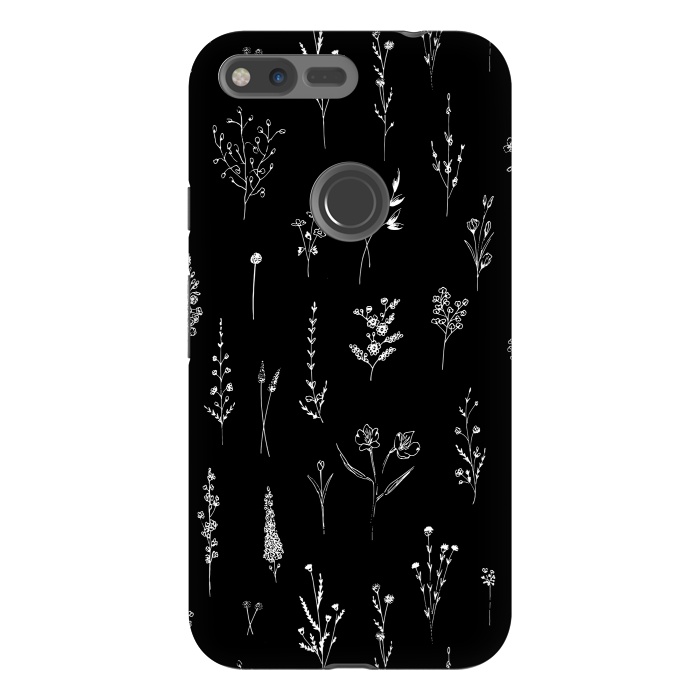 Pixel XL StrongFit Black Wildflowers by Anis Illustration