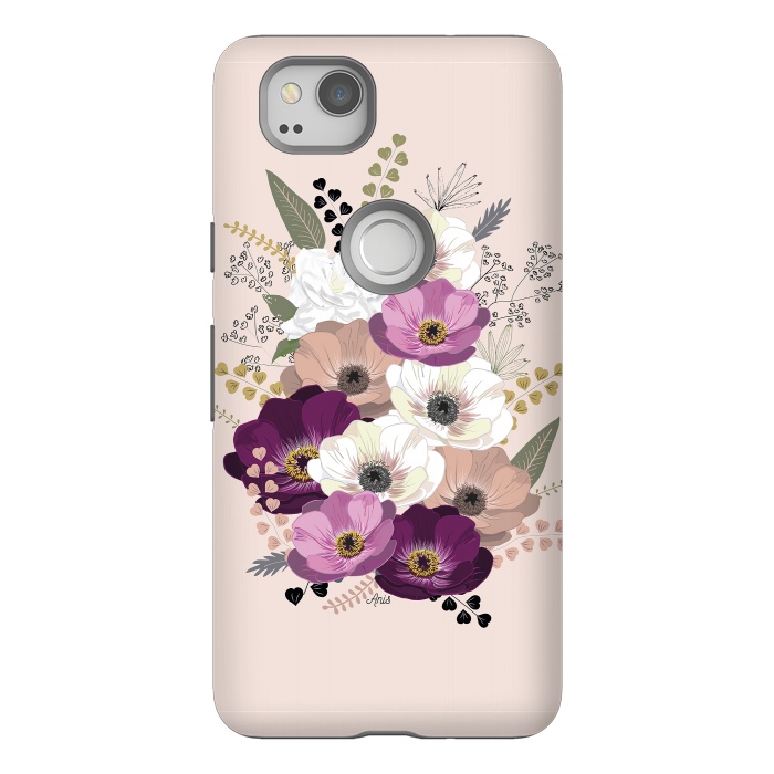 Pixel 2 StrongFit Anemones Bouquet Nude by Anis Illustration