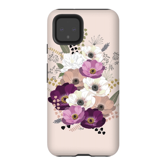 Pixel 4 StrongFit Anemones Bouquet Nude by Anis Illustration