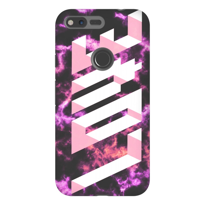 Pixel XL StrongFit Love - 3D pink typography on magenta dark marble by Oana 