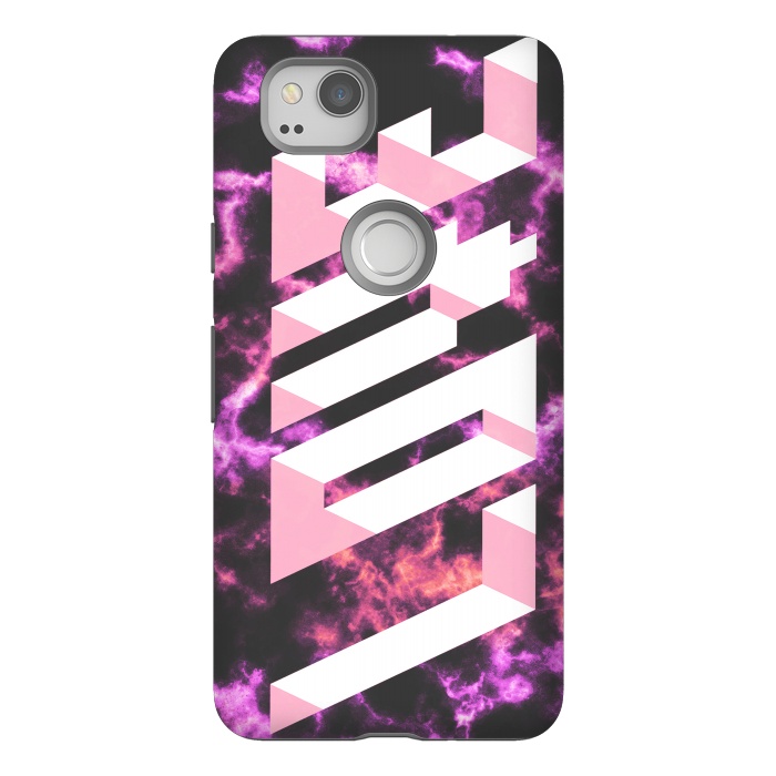 Pixel 2 StrongFit Love - 3D pink typography on magenta dark marble by Oana 