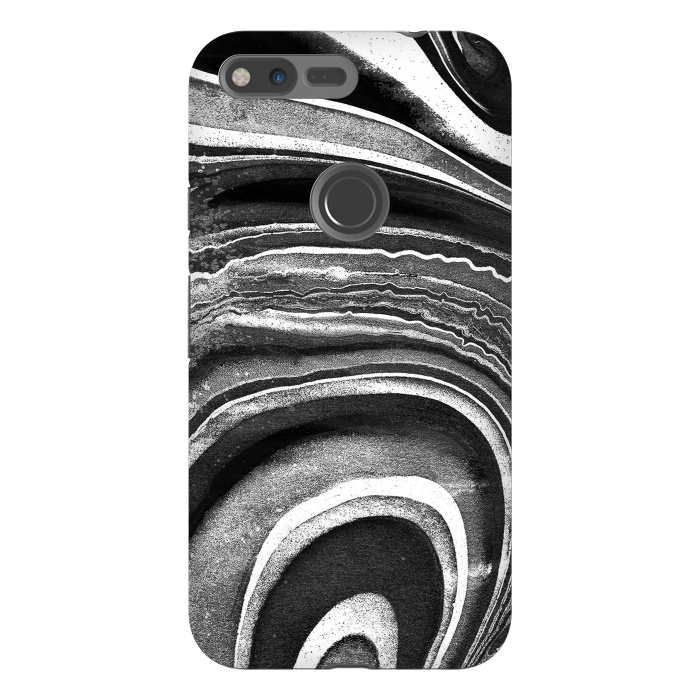 Pixel XL StrongFit Painted black and white marble stripes by Oana 