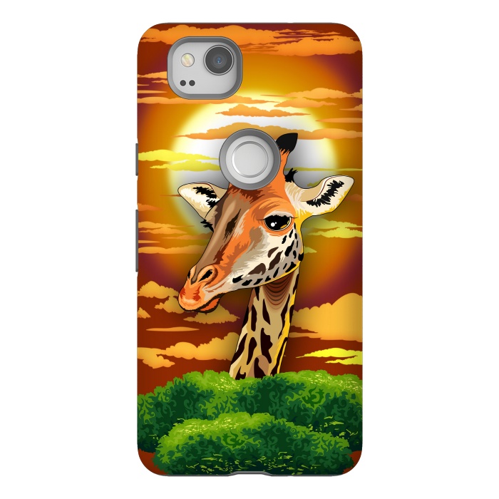 Pixel 2 StrongFit Giraffe on Wild African Savanna Sunset  by BluedarkArt