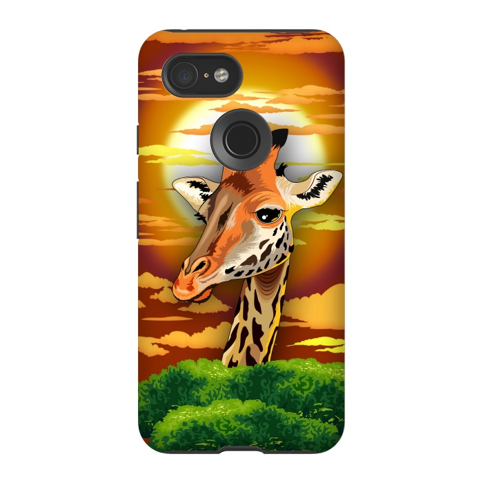 Pixel 3 StrongFit Giraffe on Wild African Savanna Sunset  by BluedarkArt