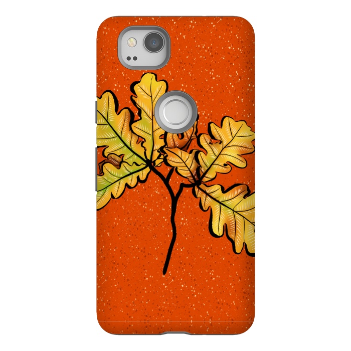 Pixel 2 StrongFit Oak Leaves Autumnal Botanical Art by Boriana Giormova