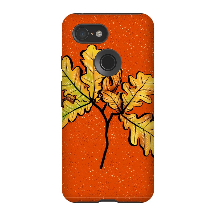 Pixel 3 StrongFit Oak Leaves Autumnal Botanical Art by Boriana Giormova