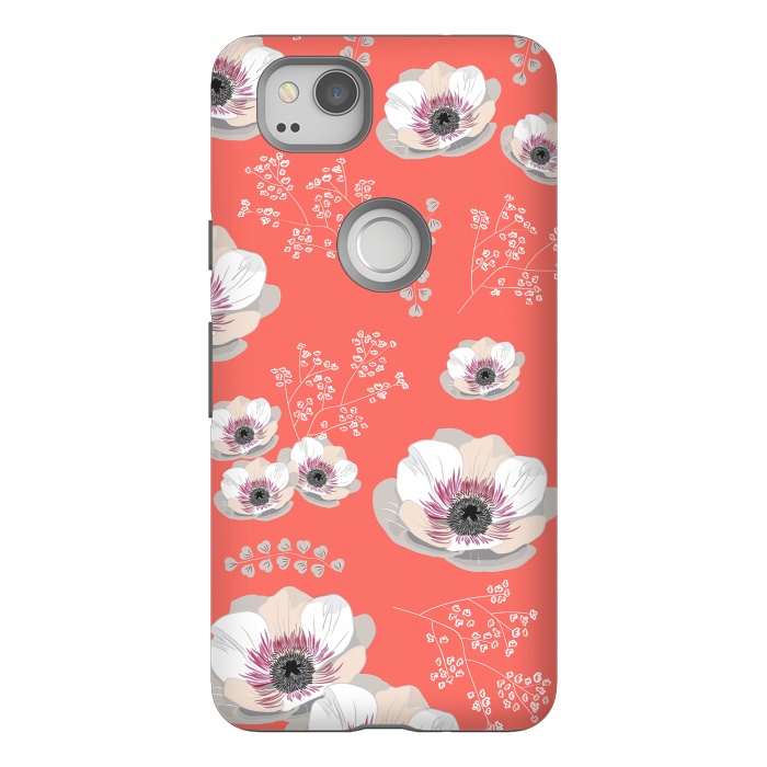 Pixel 2 StrongFit Anemones in Living Coral  by Anis Illustration