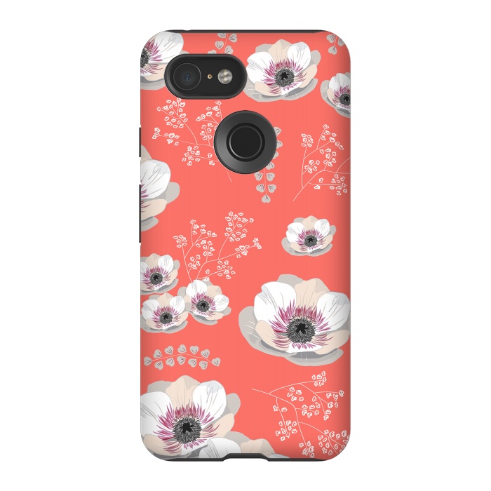 Pixel 3 StrongFit Anemones in Living Coral  by Anis Illustration