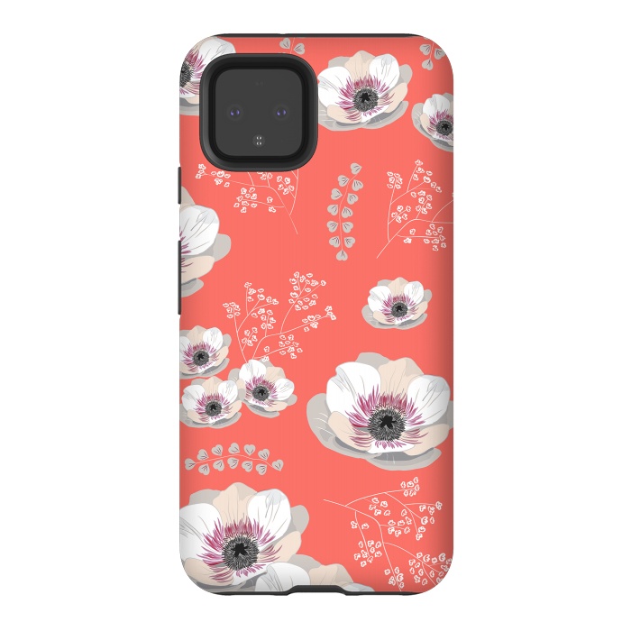 Pixel 4 StrongFit Anemones in Living Coral  by Anis Illustration
