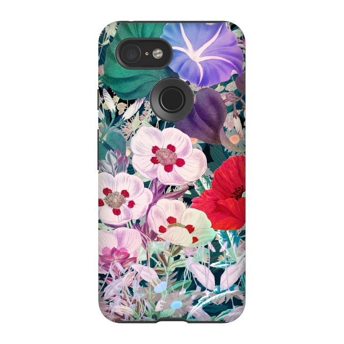 Pixel 3 StrongFit Rich colorful flowers - botanical illustration by Oana 