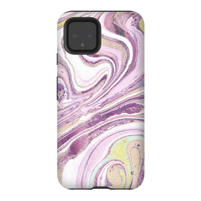 Pixel 4 StrongFit Dusty pink painted liquid marble by Oana 