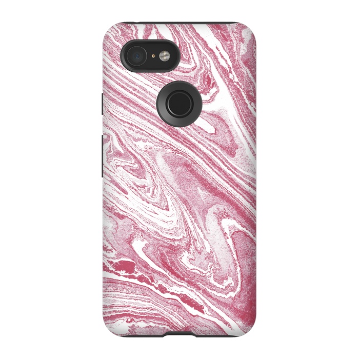 Pixel 3 StrongFit Pastel fuchsia pink and white marble lines by Oana 