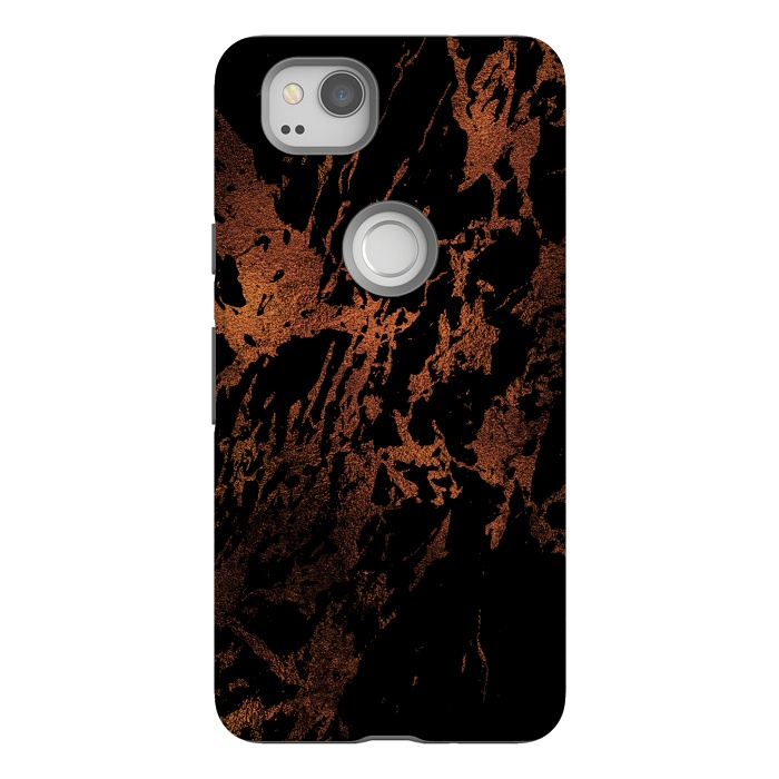 Pixel 2 StrongFit Black marble with copper veins by  Utart