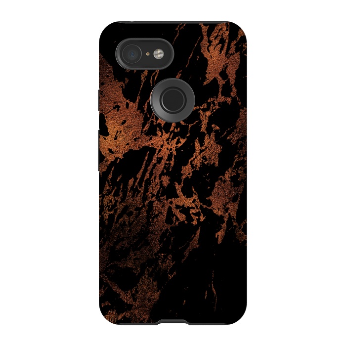 Pixel 3 StrongFit Black marble with copper veins by  Utart