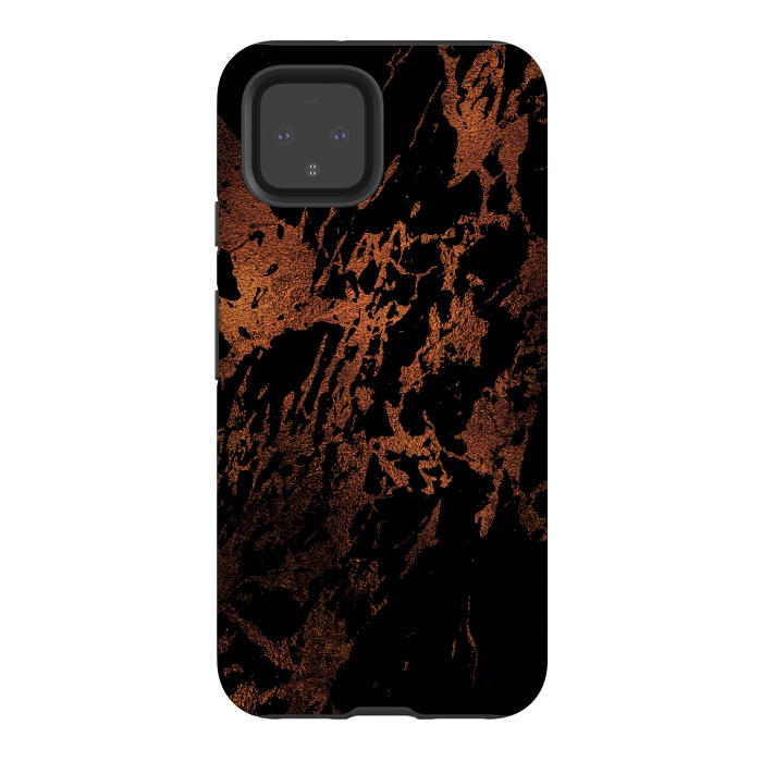 Pixel 4 StrongFit Black marble with copper veins by  Utart
