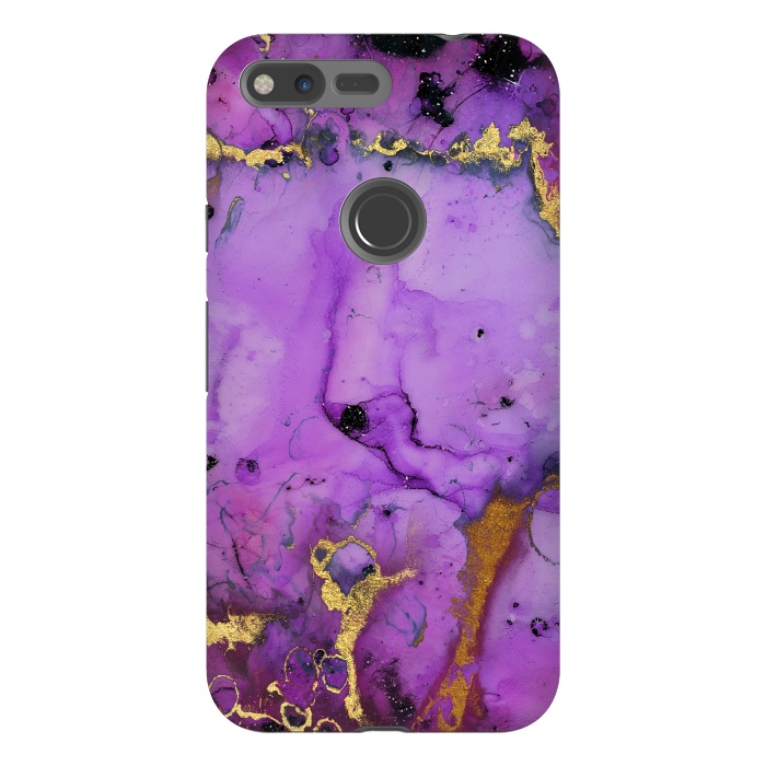 Pixel XL StrongFit Purple Marble with Gold and black glitter veins by  Utart