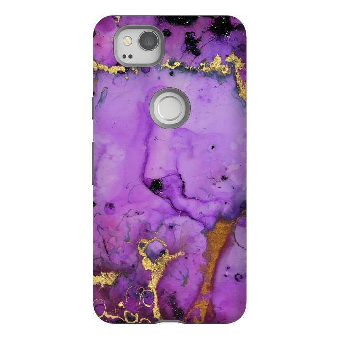 Pixel 2 StrongFit Purple Marble with Gold and black glitter veins by  Utart